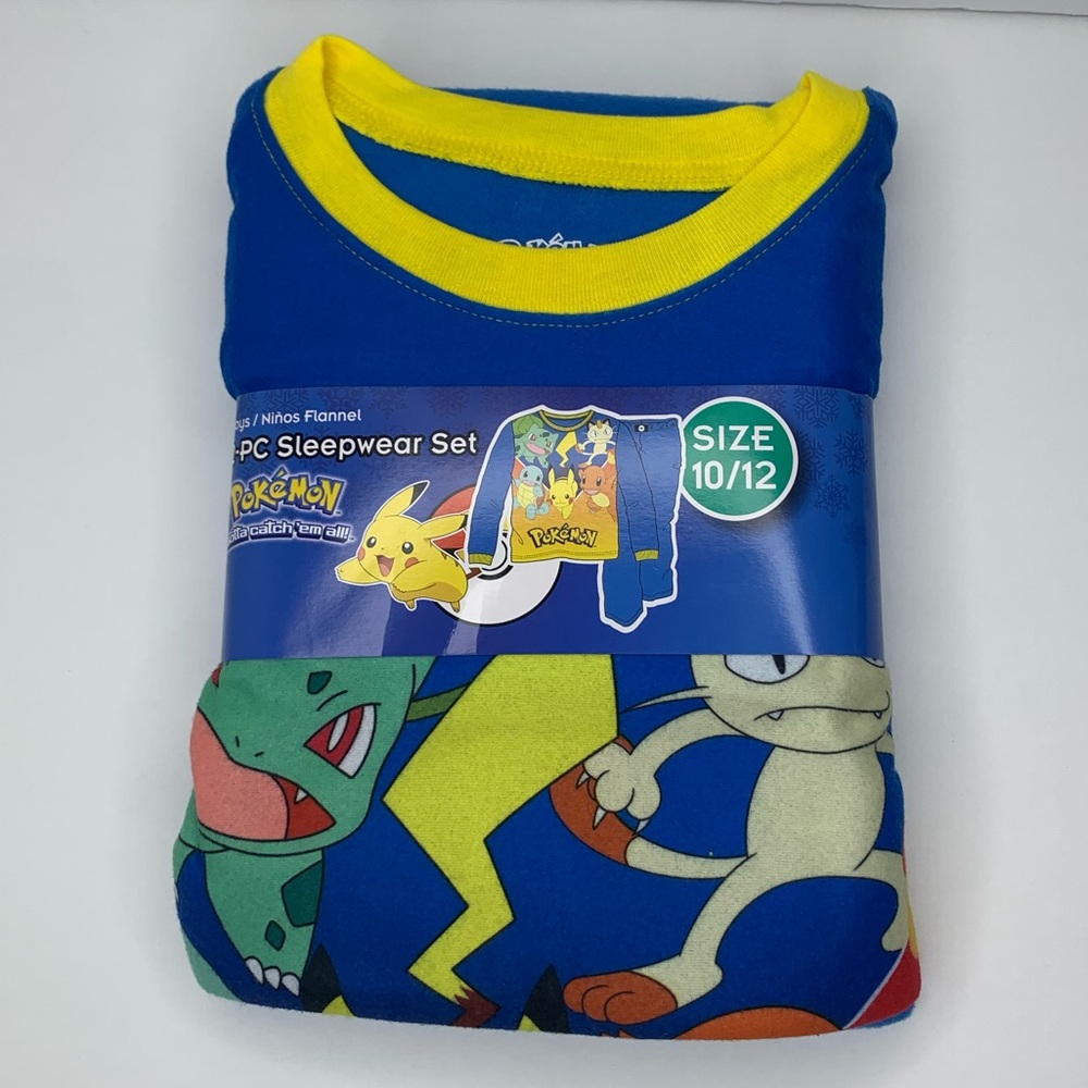 🪅2 for $16🪅 Pokémon Boys Flannel Sleepwear size 10-12 blue/yellow